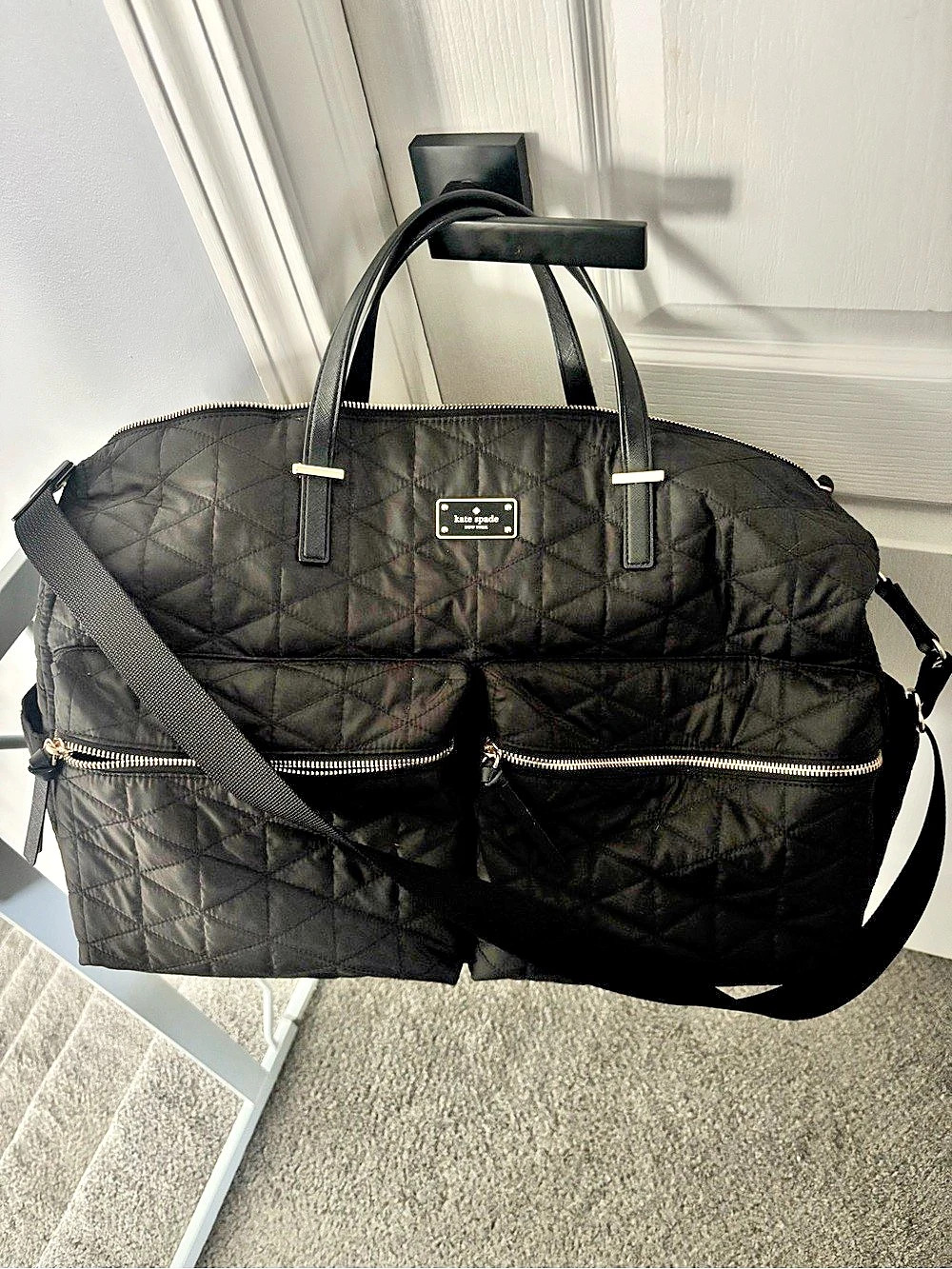 Kate Spade New York Chelsea Nylon Large Weekender Black Like New